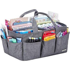Craft Organizer Tote Bag with Multiple Pockets,Storage Art Caddy for Scrapbook